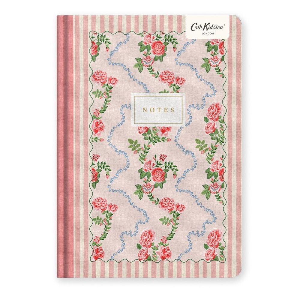 [CK-SN-1-A5-13214] Cath Kidston A5 Premium Hard Cover Notebook-Rose Flutter Stripe