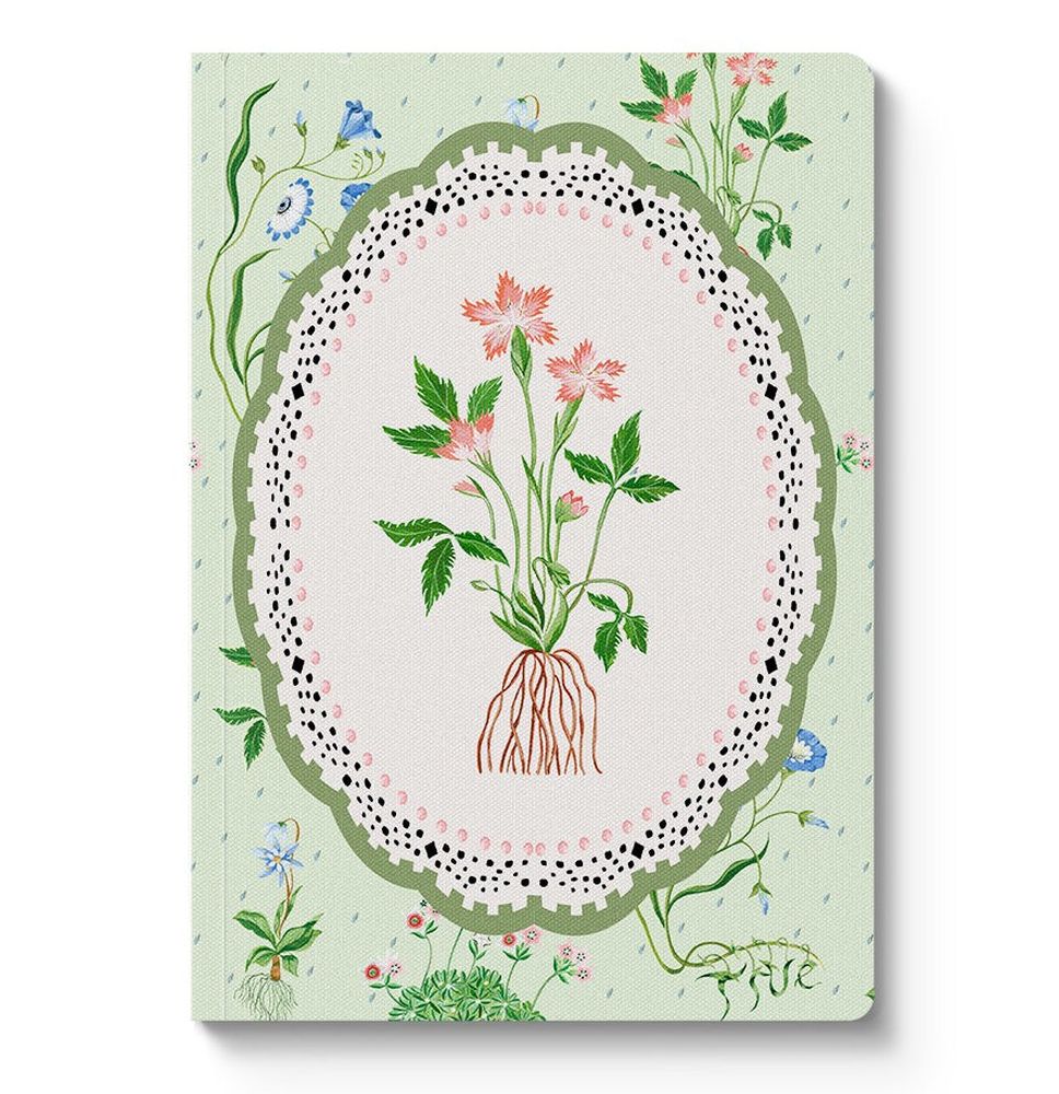 [CK-SN-3-A5-13162] Cath Kidston A5 Textured Soft Cover Notebook-Green Roots Vignette