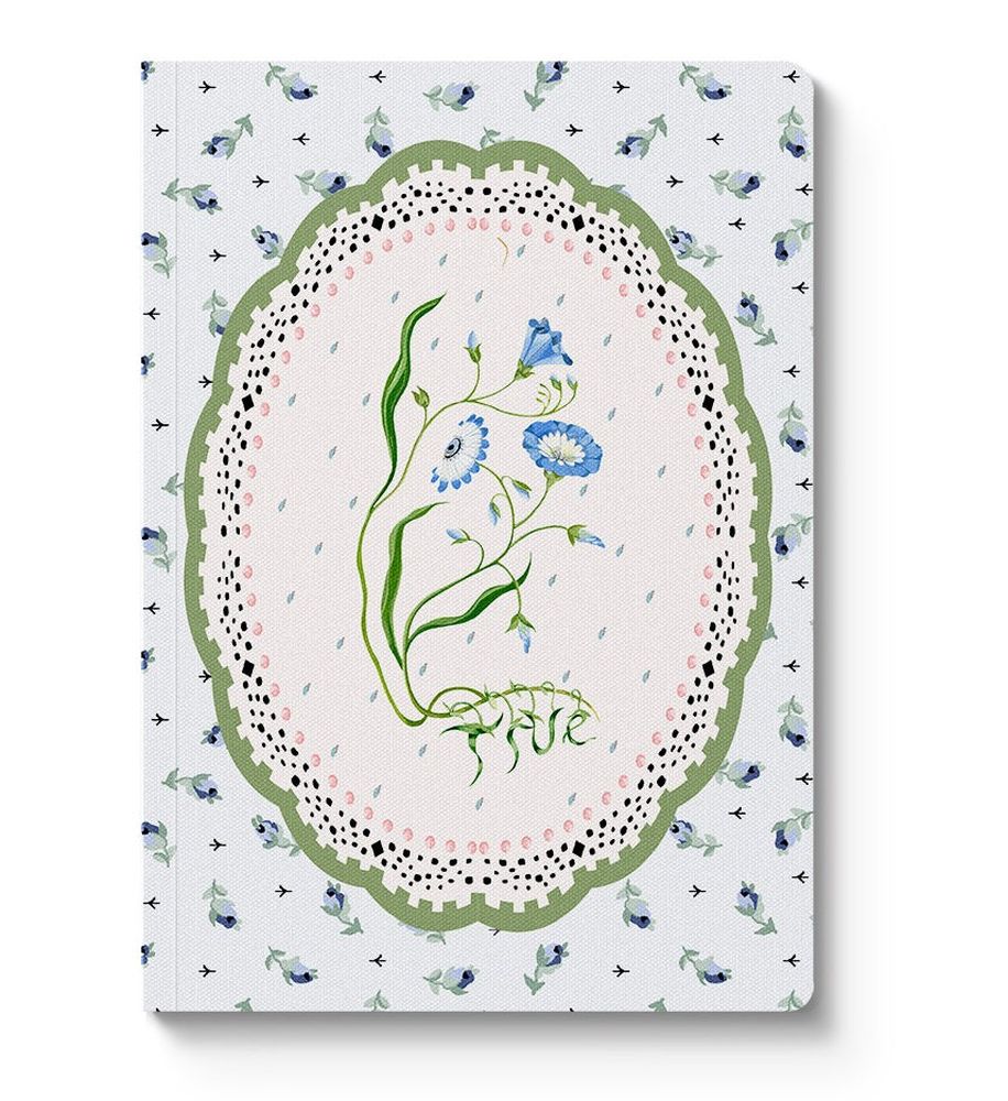 [CK-SN-3-A5-13163] Cath Kidston A5 Textured Soft Cover Notebook-Blue & Cream Roots Vignette