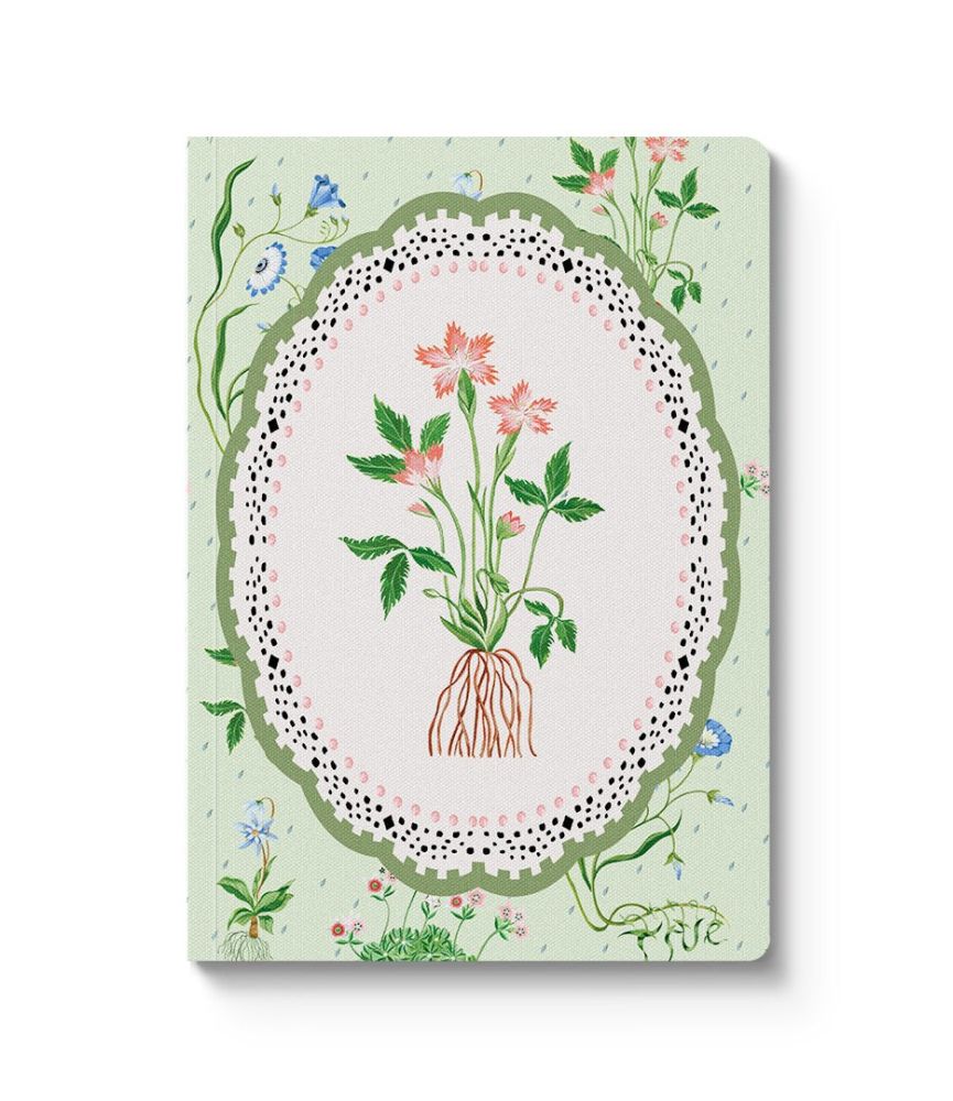 [CK-SN-5-A6-13166] Cath Kidston A6 Textured Soft Cover Notebook-Green Roots Vignette