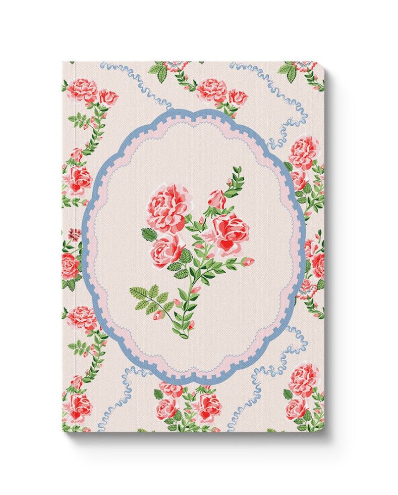 [CK-SN-5-A6-13168] Cath Kidston A6 Textured Soft Cover Notebook-Rose Flutter Vignette