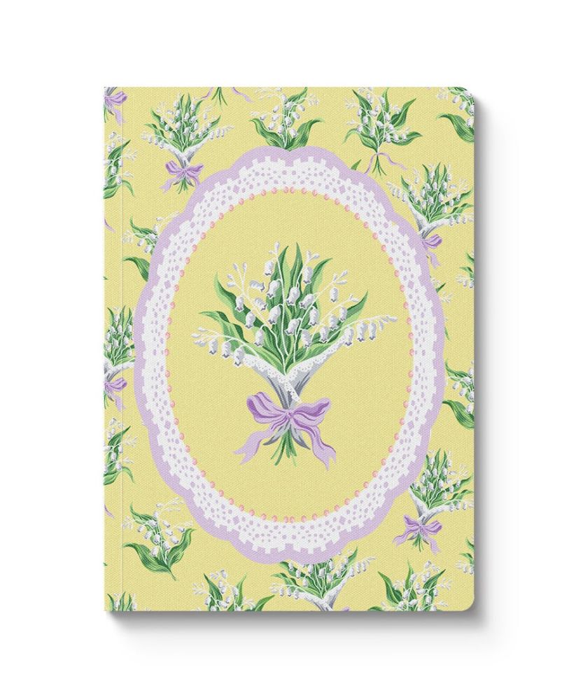 [CK-SN-5-A6-13169] Cath Kidston A6 Textured Soft Cover Notebook-Yellow Lily of the Valley Vignette