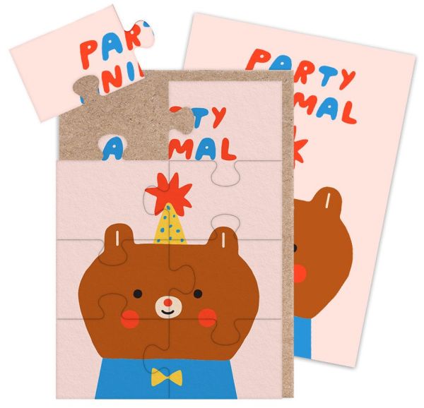 [OD-CJS-SU12967] Jigsaw Card-8pc-Party Animal Bear