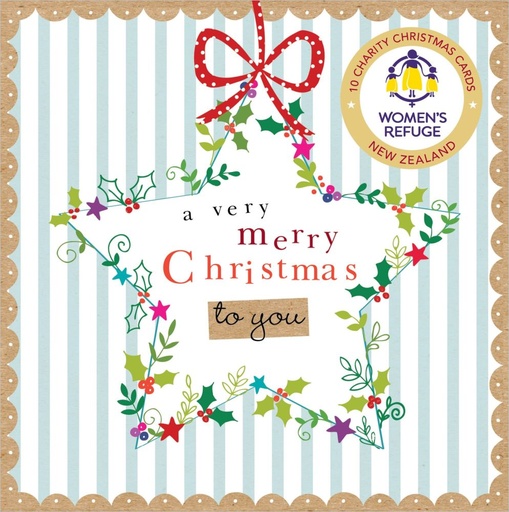 [VE-XCPNZ26005] Christmas Card Wallet-Women's Refuge-Star Wreath