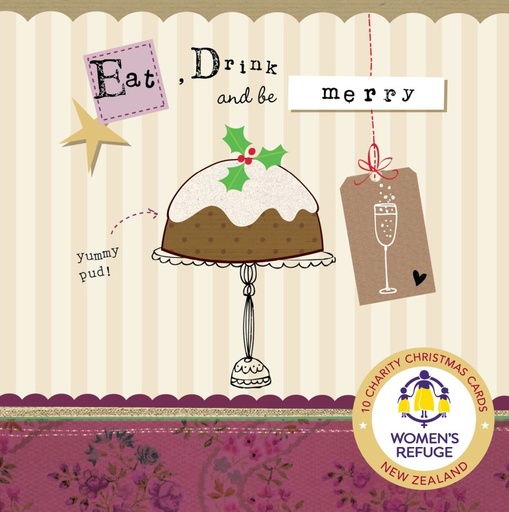 [VE-XCPNZ26015] Christmas Card Wallet-Women's Refuge-Eat, Drink and be Merry