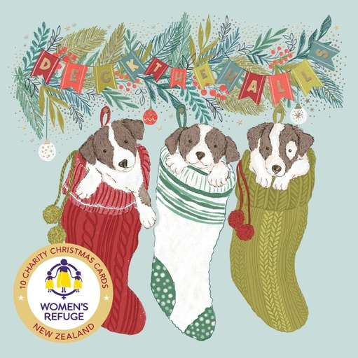 [VE-XCPNZ26019] Christmas Card Wallet-Women's Refuge-Cheeky Puppies